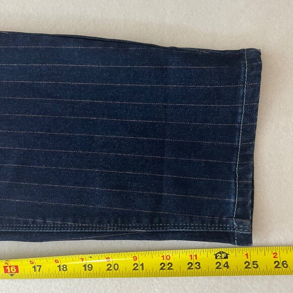 Laurie Felt Women Metallic Pinstripe Ankle Skinny Navy Jeans 26WP Mid-Rise NWT - Picture 10 of 12